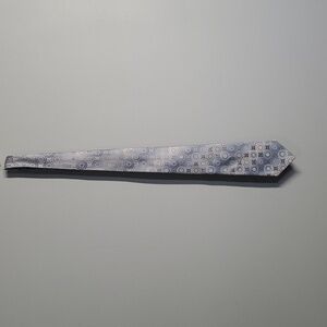 Via Europa accessory men's tie grey blue circles concentric fine neckwear silk